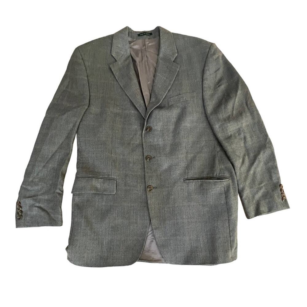 Lauren Ralph Lauren Men’s 44L Sport Coat Blazer Beige Houndstooth Plaid Wool